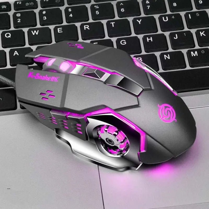 Macro Definition Gaming Competitive Office Home Metal Backboard Housing USB Wired Mouse Silver gray