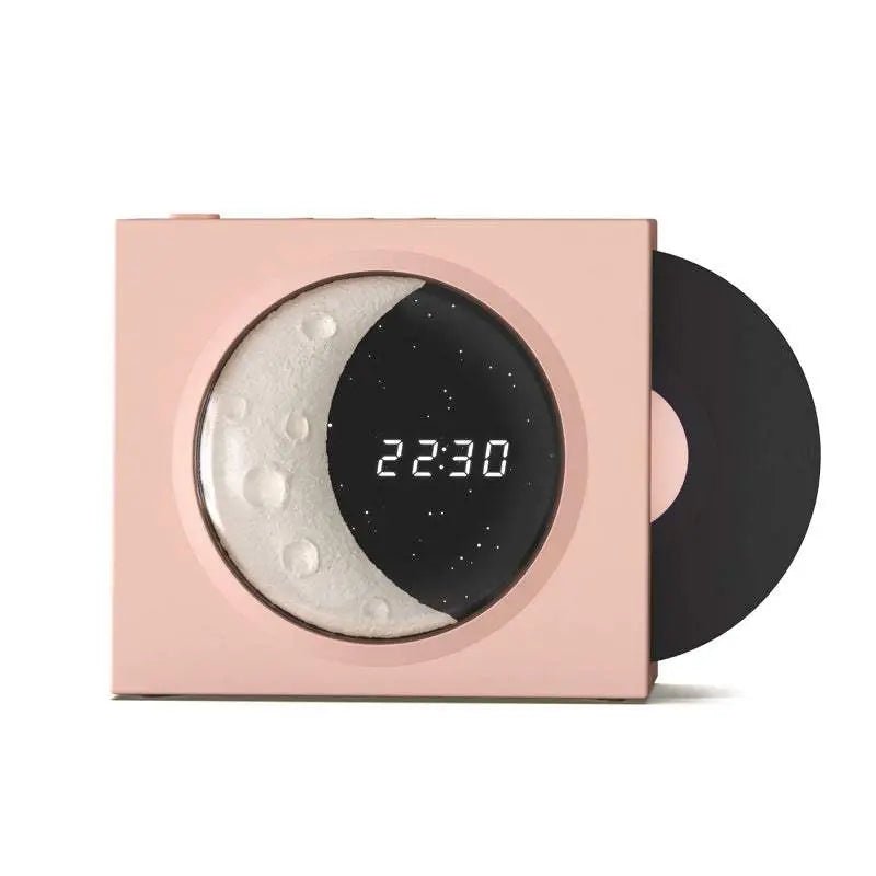 Moon Clock Bluetooth Speaker Vinyl Nostalgic Feelings High Volume Small Speaker Morandi Pink