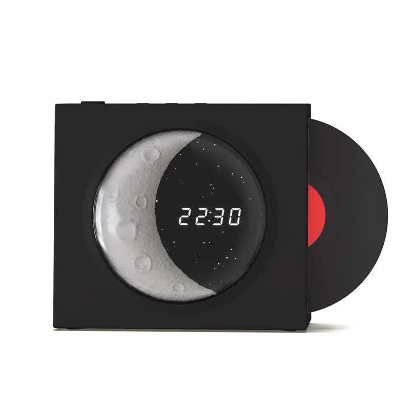 Moon Clock Bluetooth Speaker Vinyl Nostalgic Feelings High Volume Small Speaker Moon Rock Black