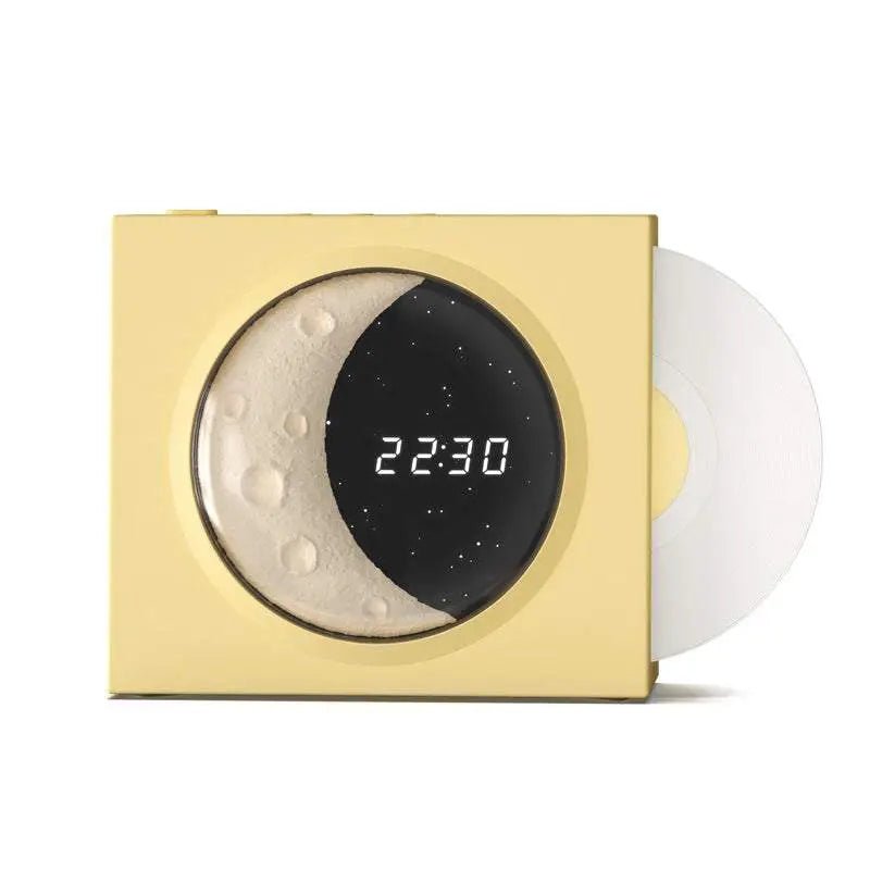 Moon Clock Bluetooth Speaker Vinyl Nostalgic Feelings High Volume Small Speaker Cream Yellow