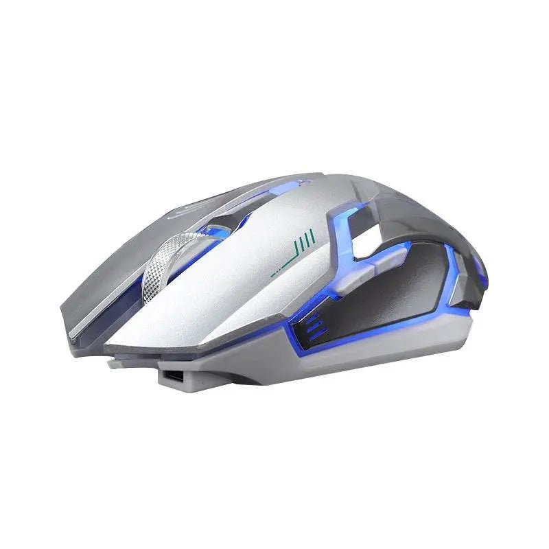 Mouse Wireless Rechargeable Notebook Desktop Home Office Universal Game Mute Luminous Silver