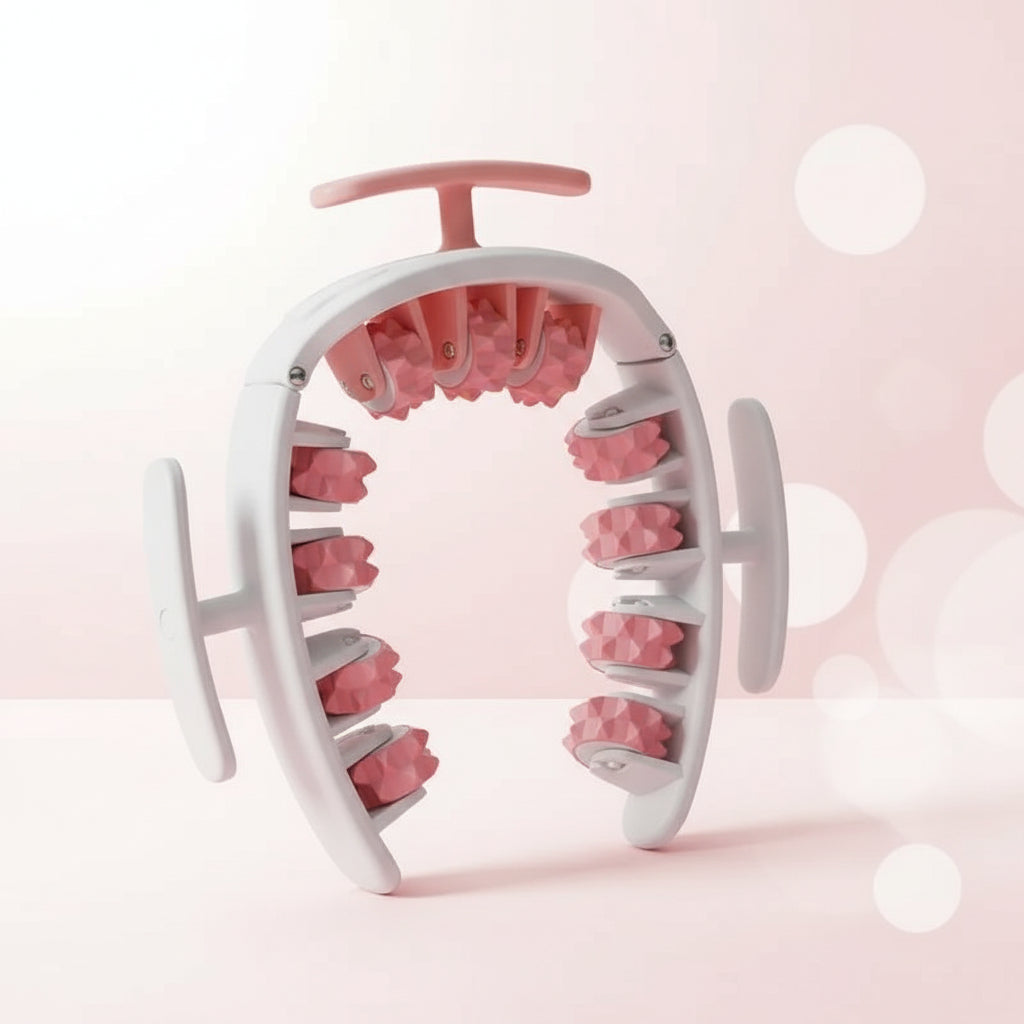 Multifunctional Manual Round Massager Roller Fitness Waist Buttocks Muscles Leg Gripper Stovepipe Thigh Removable Massage Gym Tool Beauty Health White pink