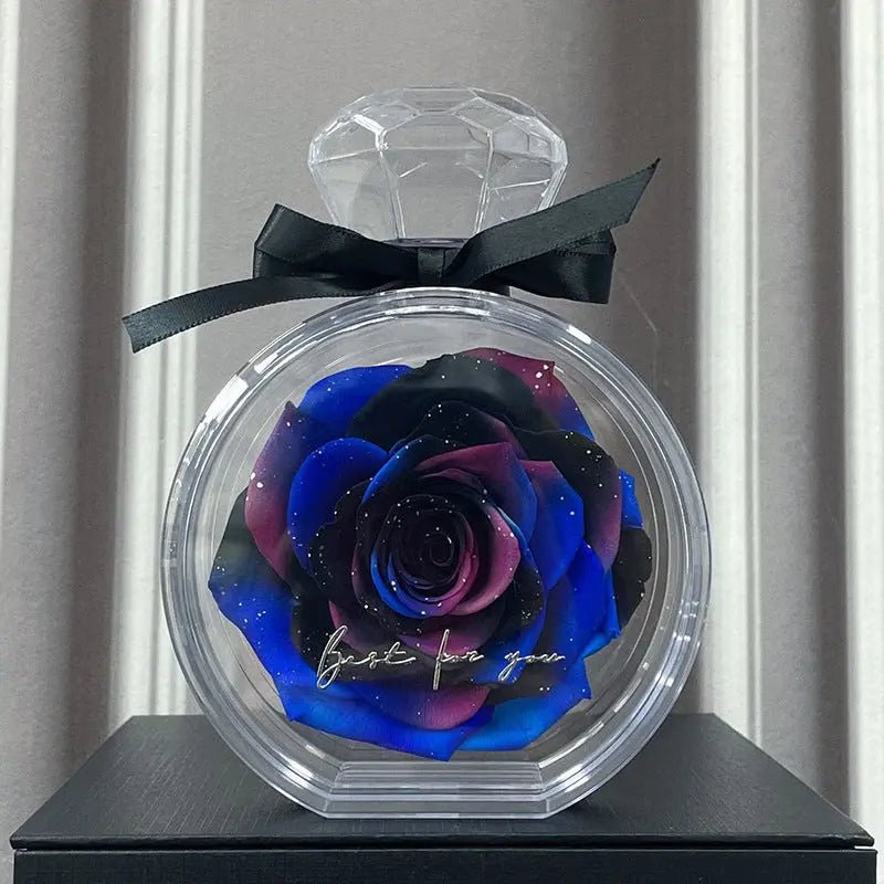 Natural Eternal Flower Ornaments Transparent Cover Dried Rose Gift Box For Christmas New Year Valentine's Day Home Decor Starry nebula