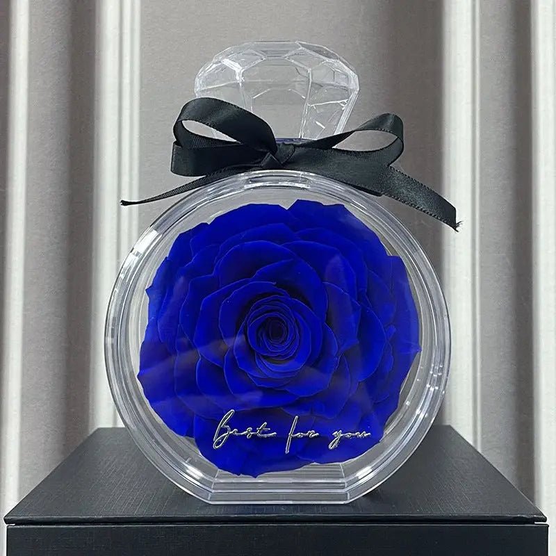 Natural Eternal Flower Ornaments Transparent Cover Dried Rose Gift Box For Christmas New Year Valentine's Day Home Decor Sapphire blue