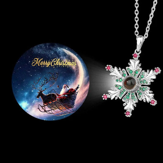 New Christmas Snowflake Necklace With Projection Design For Couples Christmas Gift Women's Clavicle Chain Jewelry Christmas Colors
