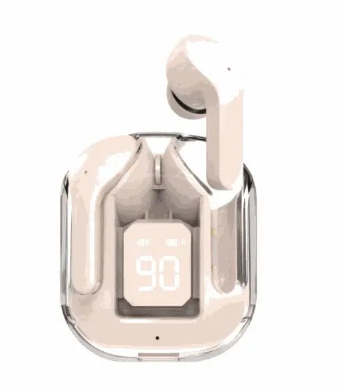 New Mini Transparent Wireless Bluetooth Headset Digital Display ENC Noise Reduction True Wireless Sports Music CYT2 pink