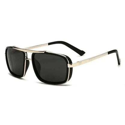 New Sunglasses Punk Sunglasses New Men's Square Uv400 Twin-beam Aviator Sunglasses Gold black