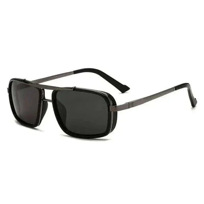 New Sunglasses Punk Sunglasses New Men's Square Uv400 Twin-beam Aviator Sunglasses Gray black