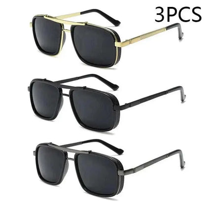 New Sunglasses Punk Sunglasses New Men's Square Uv400 Twin-beam Aviator Sunglasses dark green