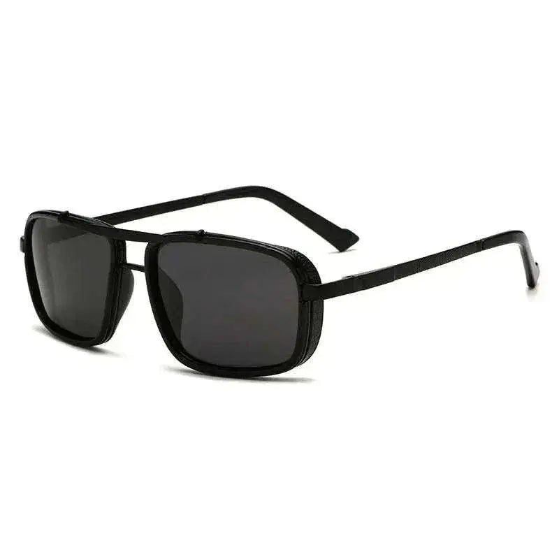 New Sunglasses Punk Sunglasses New Men's Square Uv400 Twin-beam Aviator Sunglasses Black black