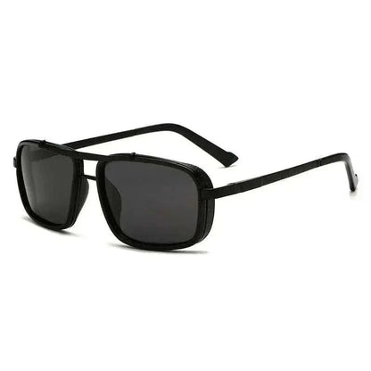 New Sunglasses Punk Sunglasses New Men's Square Uv400 Twin-beam Aviator Sunglasses Black black