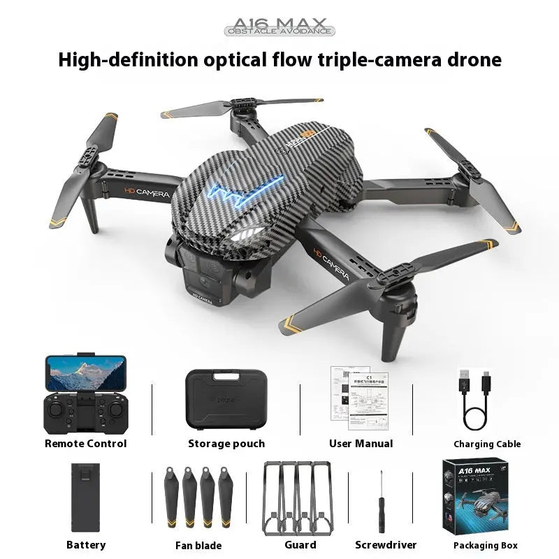 Optical Flow Positioning Three-camera Obstacle Avoidance Drone For Aerial Photography Carbon Fiber HD