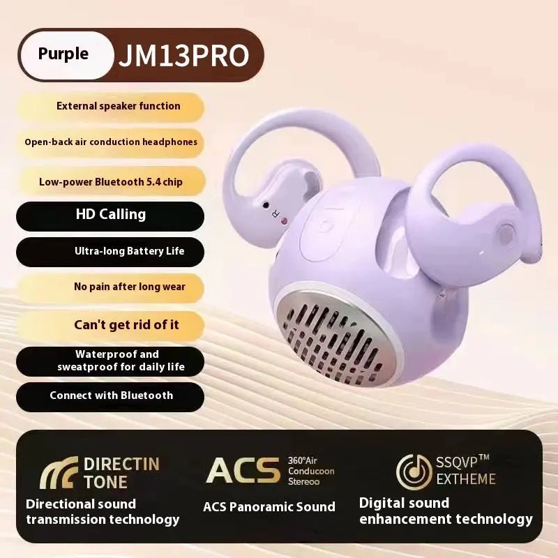 Outdoor Portable Bluetooth Headset Mini Speaker JM13PRO Purple