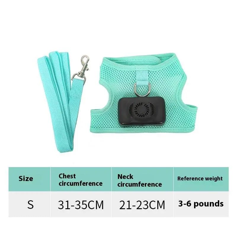 Pets Dog Vest Chest Strap Harness Air Conditioner Cooling And Breathable With Air Conditioner Pet Products Mint Green S