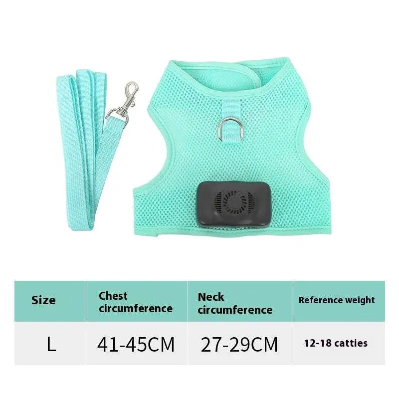 Pets Dog Vest Chest Strap Harness Air Conditioner Cooling And Breathable With Air Conditioner Pet Products Mint Green L
