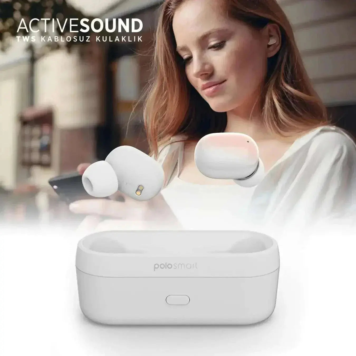 White Polosmart FS55 Wireless TWS Earbuds