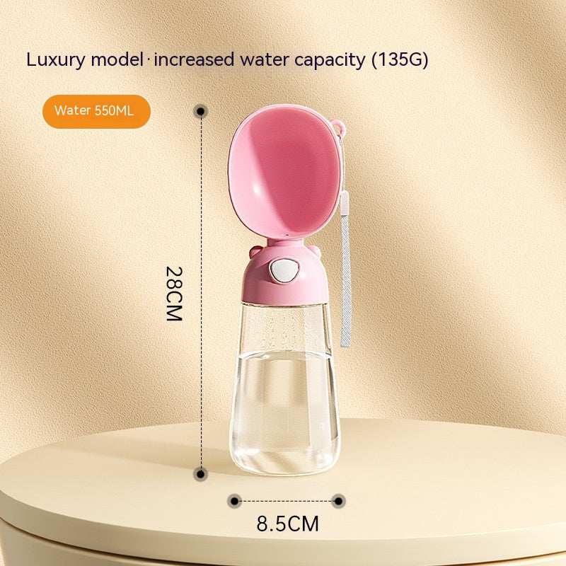 Portable Dog Water Bottle Food And Water Container For Pet Pets Feeder Bowl Outdoor Travel Drinking Bowls Water Dispenser 3086 Luxury Style Pink