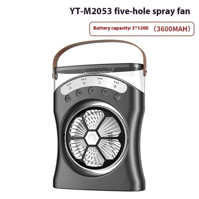 Portable Fan Portable Mini Humidifier Fan Water Spraying Fan Rechargeable Cooler Air Adjustment Fan For Hot Weather Black Silver