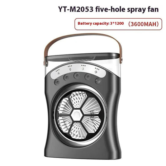 Portable Fan Portable Mini Humidifier Fan Water Spraying Fan Rechargeable Cooler Air Adjustment Fan For Hot Weather Black Silver
