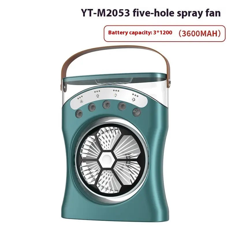 Portable Fan Portable Mini Humidifier Fan Water Spraying Fan Rechargeable Cooler Air Adjustment Fan For Hot Weather Green Silver