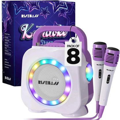 Purple Kids Bluetooth Karaoke Machine with 2 Microphone Case (8-Pack)