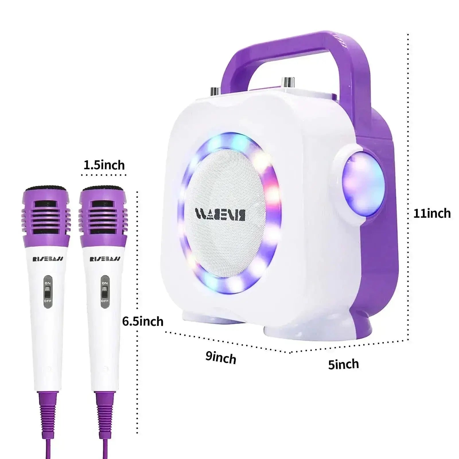 Purple Kids Bluetooth Karaoke Machine with 2 Microphone