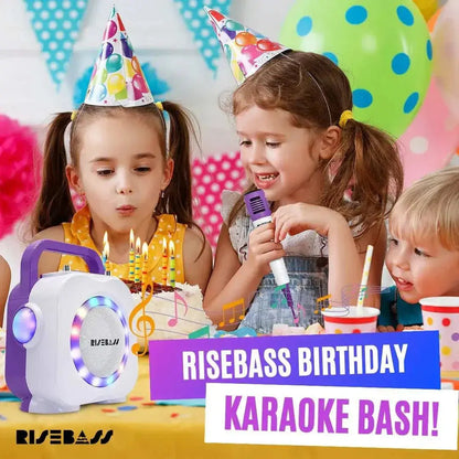 Purple Kids Bluetooth Karaoke Machine with 2 Microphone