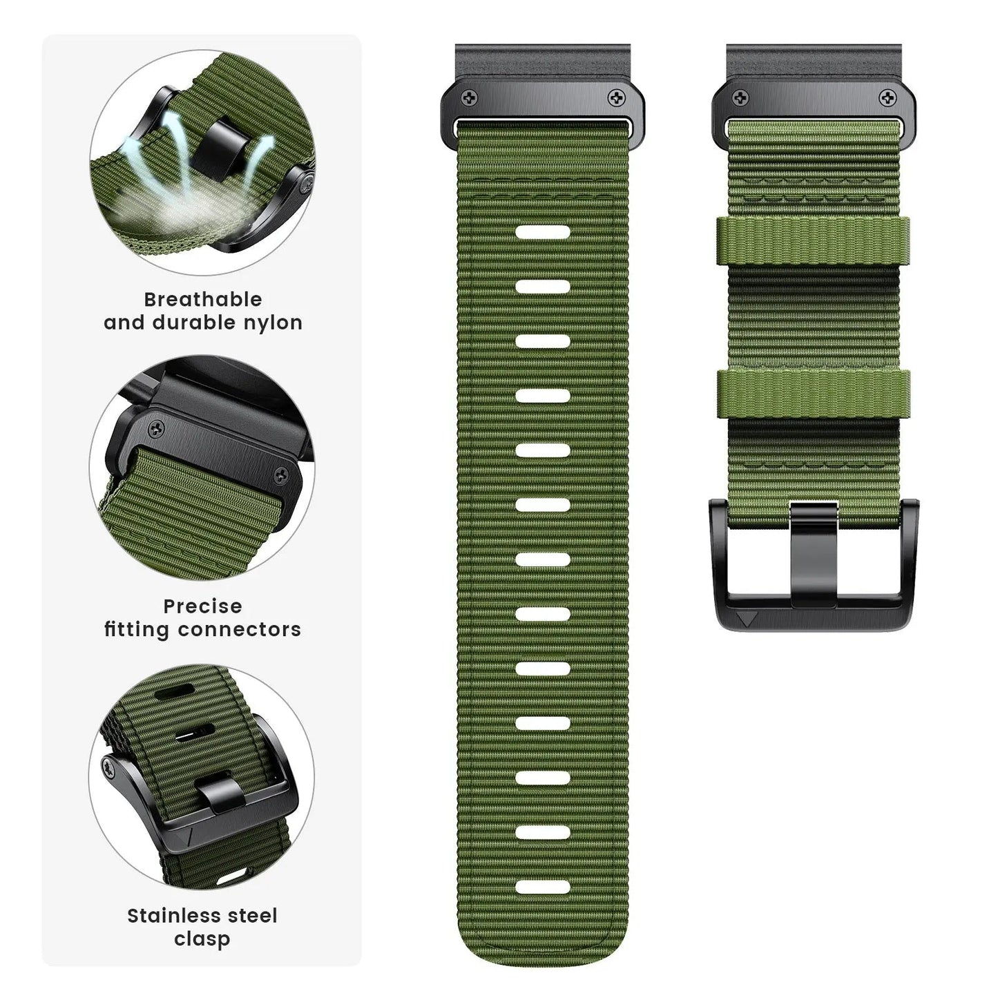 Quick Release Nylon Woven Watchband Accessories Army Green