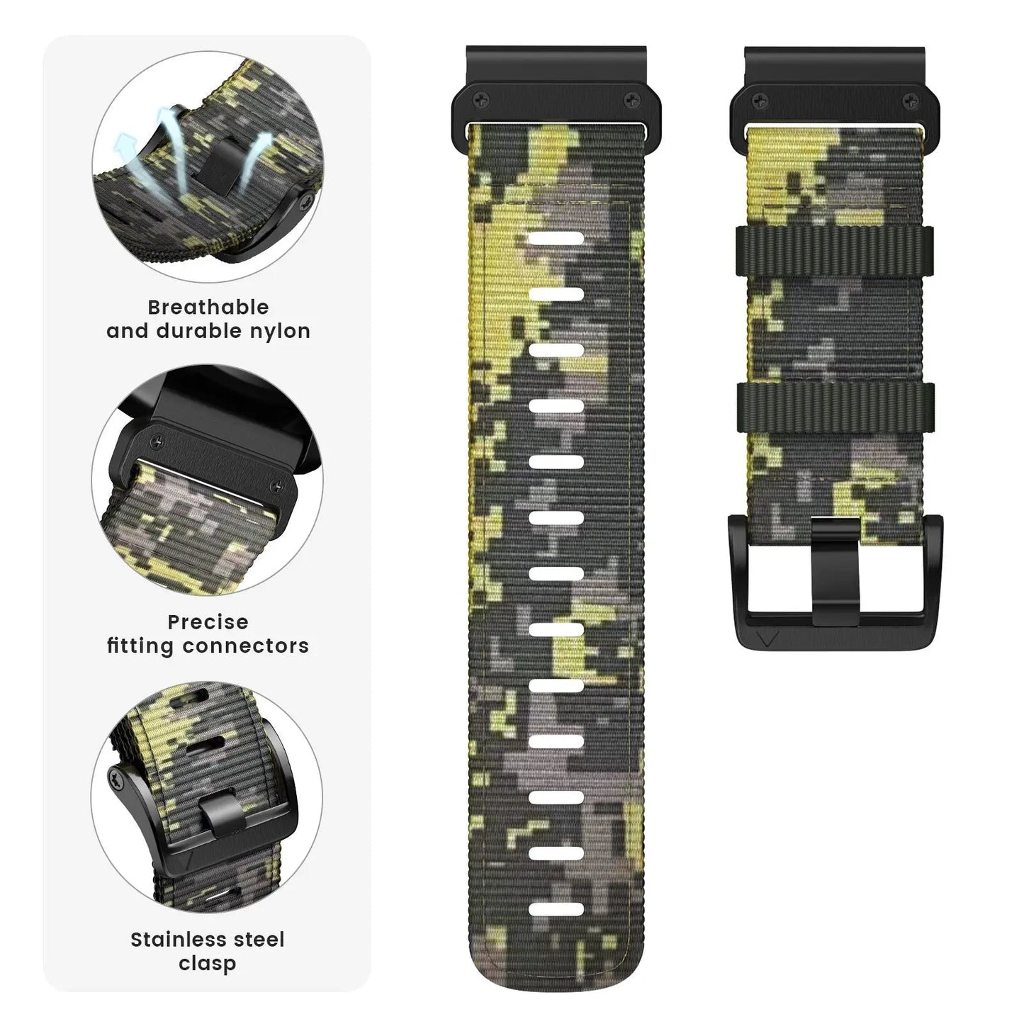 Quick Release Nylon Woven Watchband Accessories Digital Camouflage