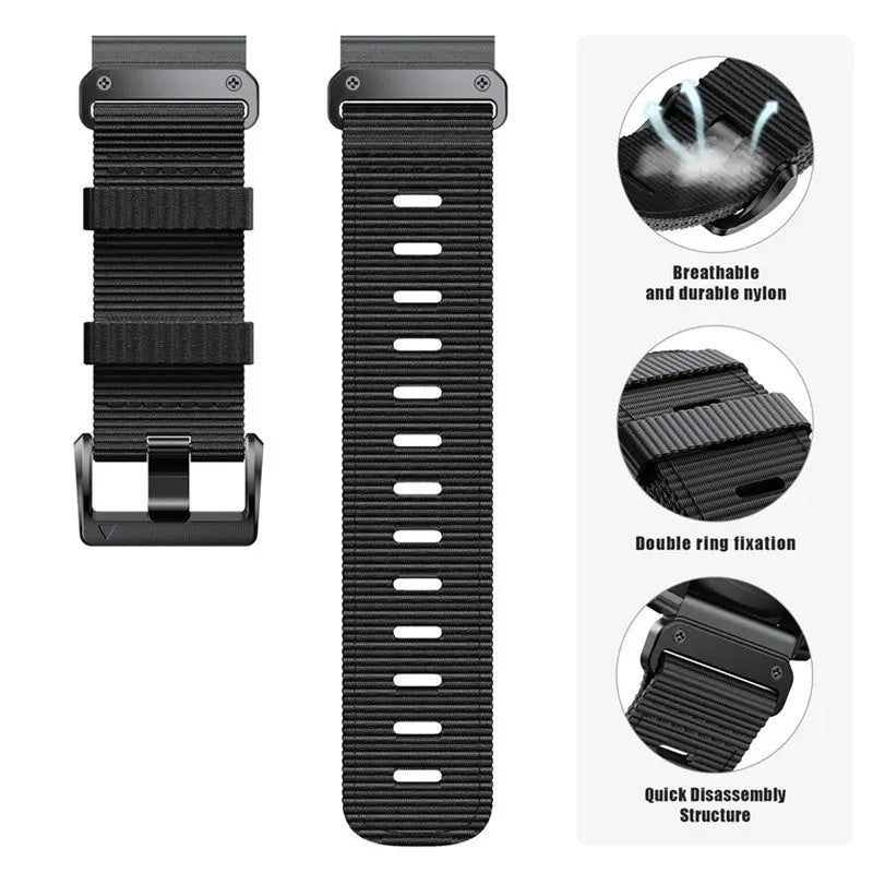 Quick Release Nylon Woven Watchband Accessories Black And Black 20mm