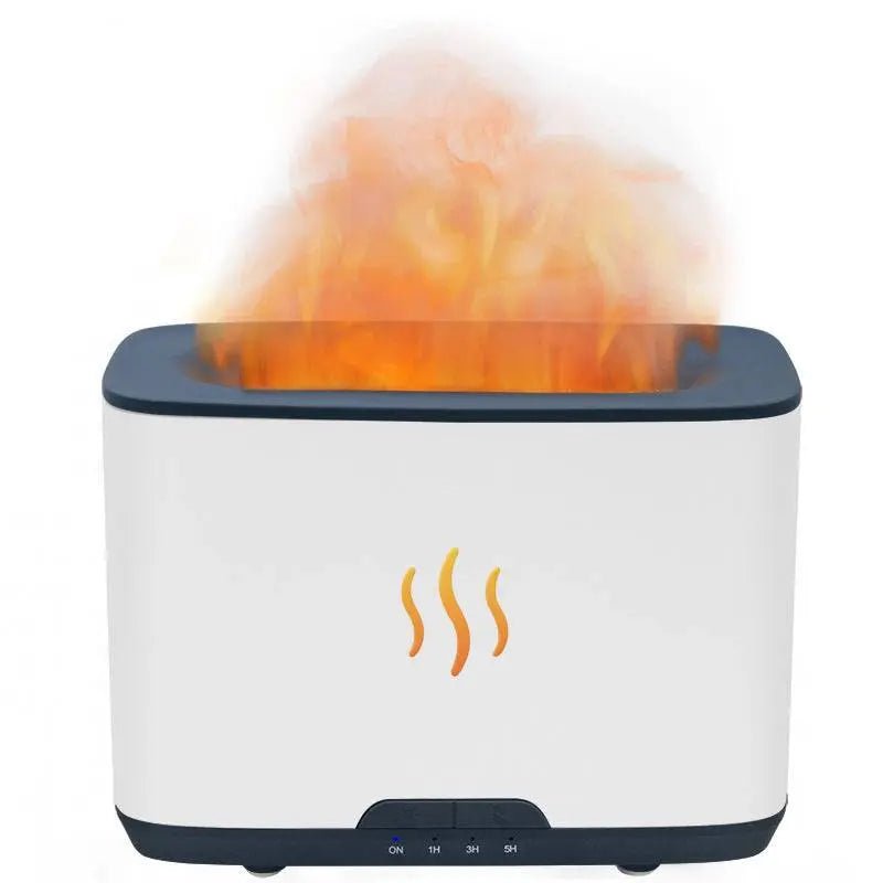 Simulated Flame Aromatherapy Machine Home Office Desktop Humidifier H6 White