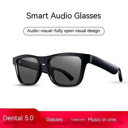 Black Tech Smart Glasses Bluetooth Headset Sunglasses Black