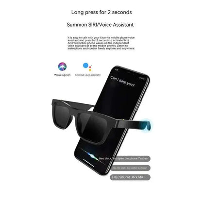 Black Tech Smart Glasses Bluetooth Headset Sunglasses