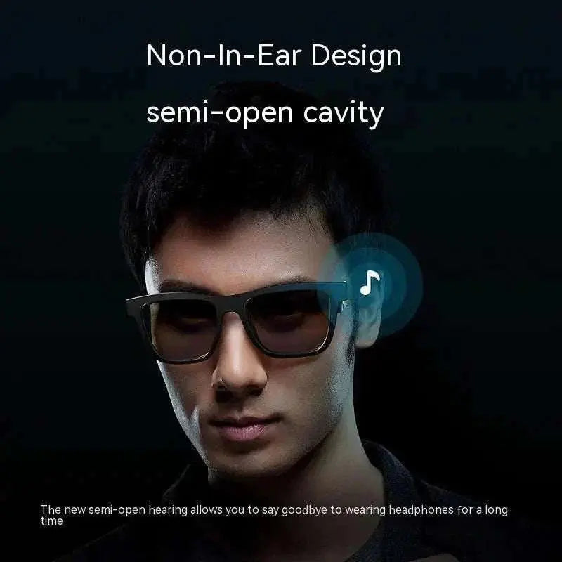 Black Tech Smart Glasses Bluetooth Headset Sunglasses