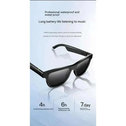 Black Tech Smart Glasses Bluetooth Headset Sunglasses