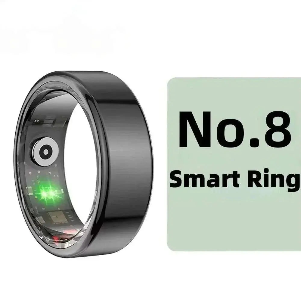 Smart Ring Men Women Bluetooth Monitoring Blood Heart Rate Blood Oxygen Monitoring Multi Sports IP68 5ATM Waterproof 2025 Black size 8