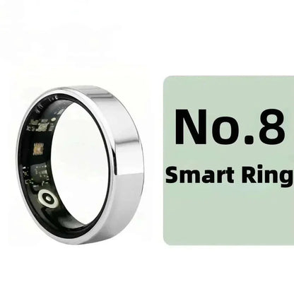 Smart Ring Men Women Bluetooth Monitoring Blood Heart Rate Blood Oxygen Monitoring Multi Sports IP68 5ATM Waterproof 2025 Silver size 8