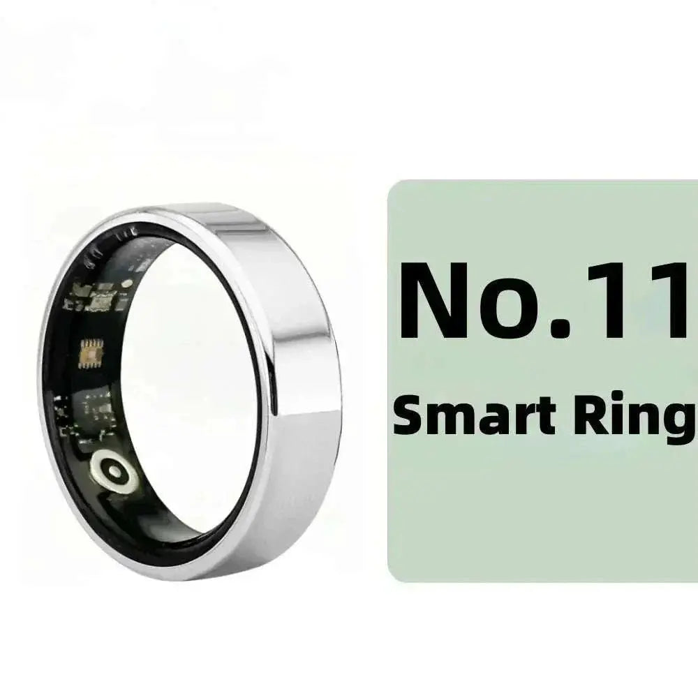 Smart Ring Men Women Bluetooth Monitoring Blood Heart Rate Blood Oxygen Monitoring Multi Sports IP68 5ATM Waterproof 2025 Silver size 11