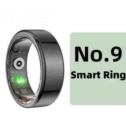 Smart Ring Men Women Bluetooth Monitoring Blood Heart Rate Blood Oxygen Monitoring Multi Sports IP68 5ATM Waterproof 2025 Black size 9