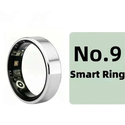 Smart Ring Men Women Bluetooth Monitoring Blood Heart Rate Blood Oxygen Monitoring Multi Sports IP68 5ATM Waterproof 2025 Silver size 9