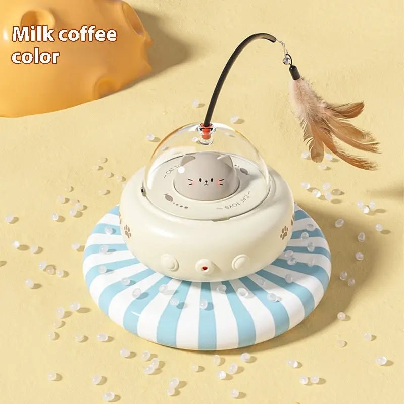 Smart Teaser Cat Toy Electric UFO Cat Teaser Stick With Bell Training Pet Toys Replaceable Feather Interactive Cat Supplies Pet Supplies Pets Products Milk Coffee Color