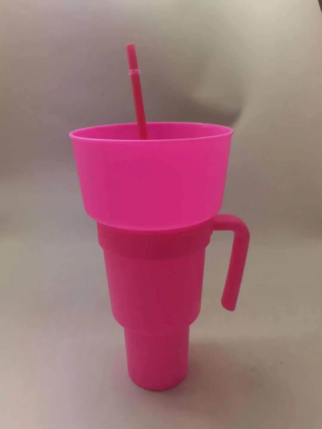 Snack With Handle Straw Cup Kitchen Gadgets Pink Solid Color 901to1000ml