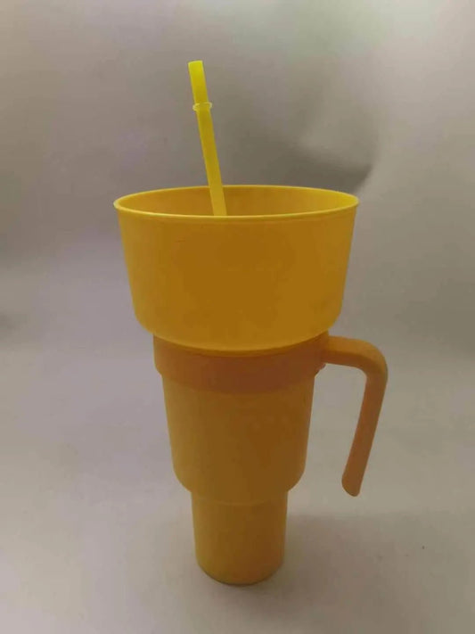 Snack With Handle Straw Cup Kitchen Gadgets Yellow Solid Color 901to1000ml