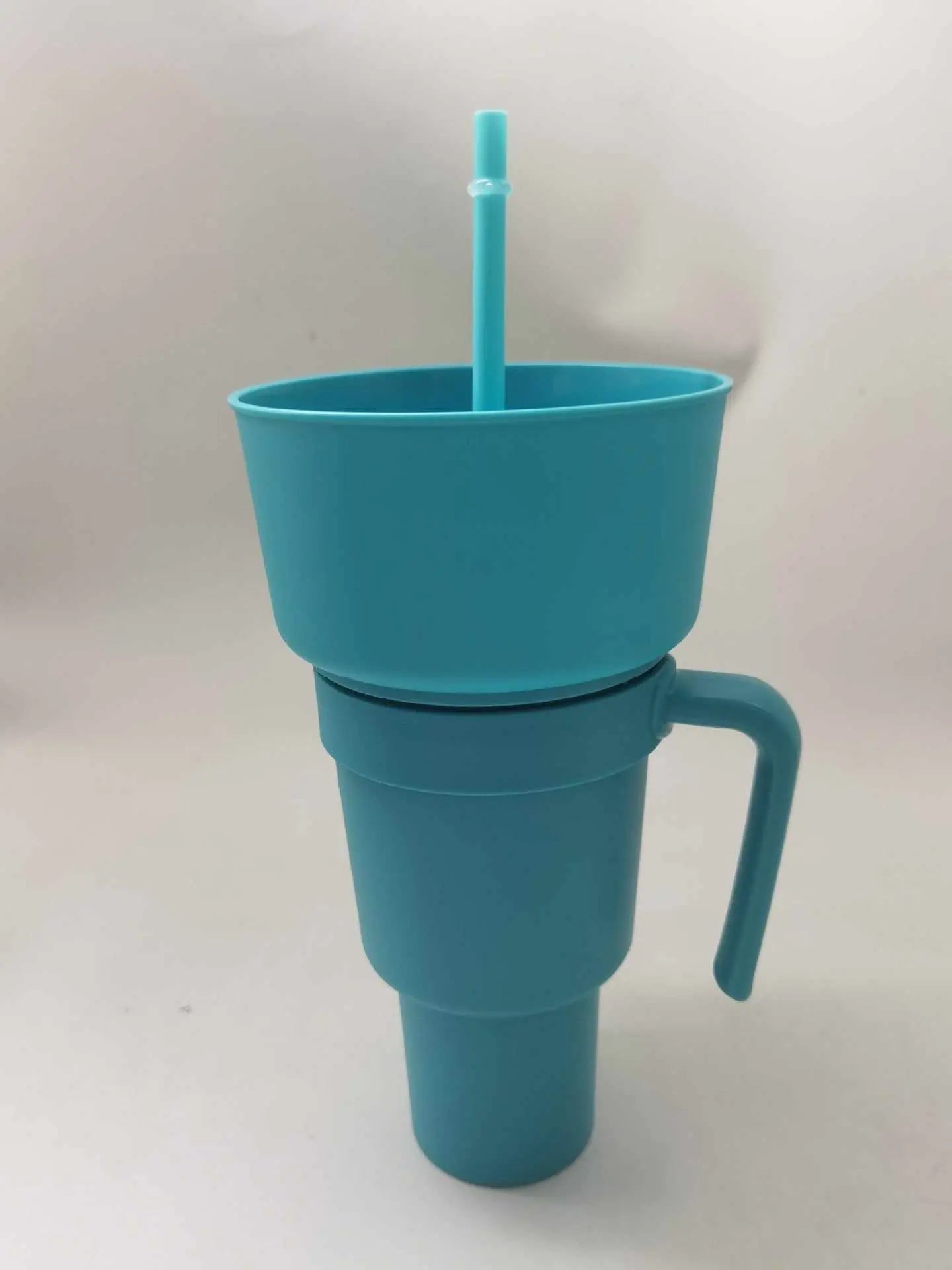 Snack With Handle Straw Cup Kitchen Gadgets Turquoise blue 901to1000ml