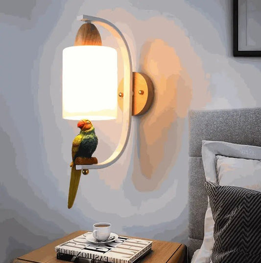 Solid Wood Bedside Lamp Minimalist Creative Personality Living Room Background Wall Stair Aisle Lamps Bird wall lamp 1pc