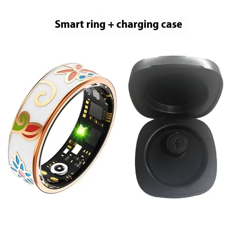 Stainless Steel Electroplating Smart Ring Luminous Dragon Pattern Ring With Black Charging Bin