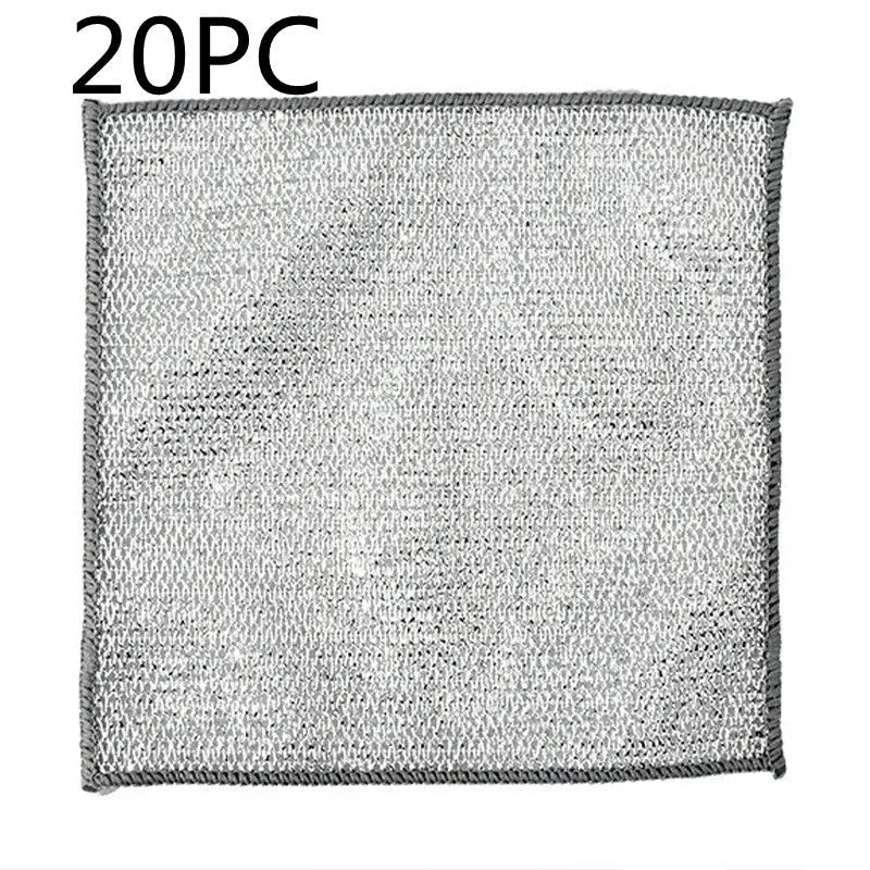 Steel Wire Ball Cloth Kitchen Cleaning Dishcloth Silver Silk Cloth 20PC