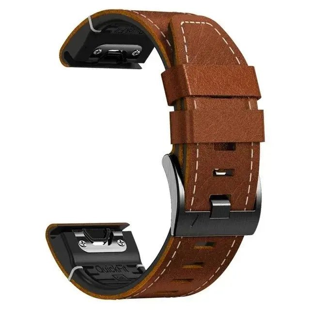 Stitching Silicone Patch Quick Release Watchband Brown