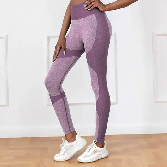 Striped Printed Yoga Pants High Waist Seamless Leggings Stretch Butt Lift Quick-drying Running Sports Fitness Pant Womens Clothing Purple
