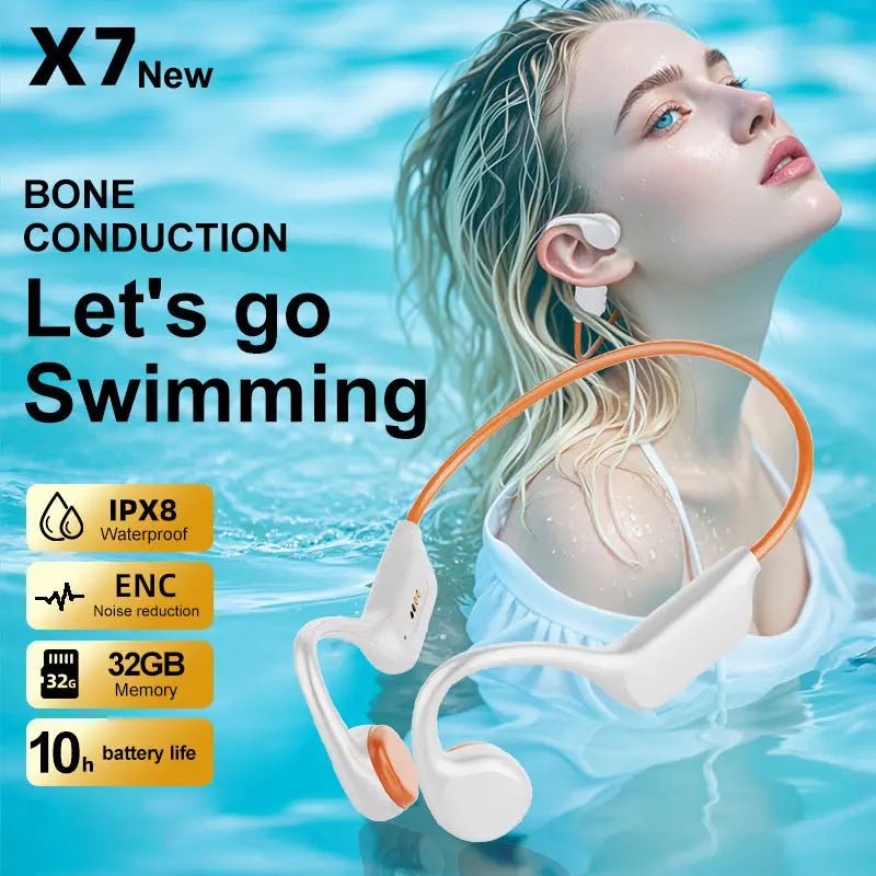 Swimming Headset Listening Music With 32G Memory Long Battery Life White Orange English version